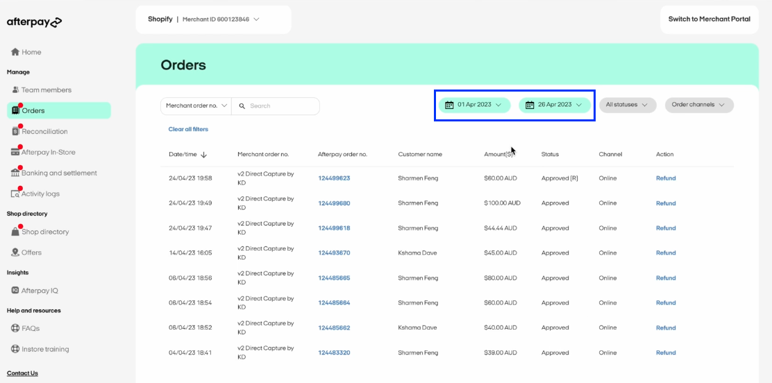 商户中心 - 搜索订单